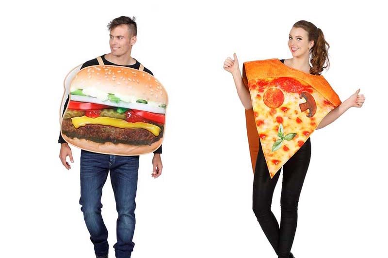 Pizza en hamburger kostuum